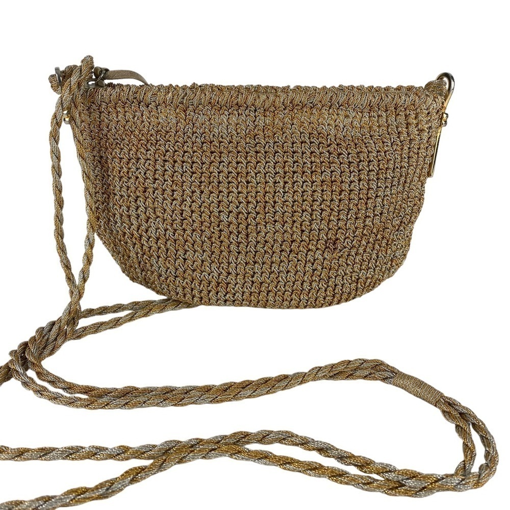 Authentic Rodo Vintage 70’s Metallic Crocheted Sh… - image 5